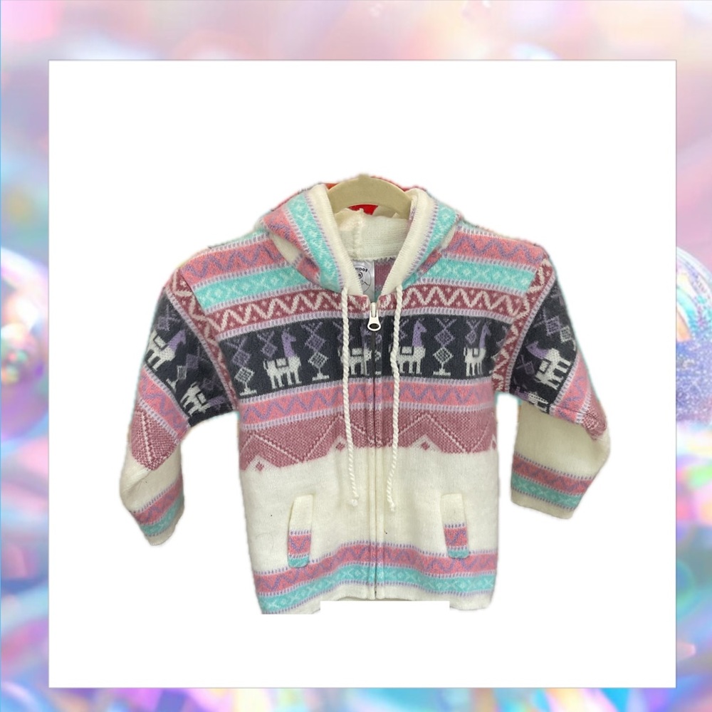 Colorful Kids Alpaca Zip Hoodie Size 2T made in Ecuador NWOT